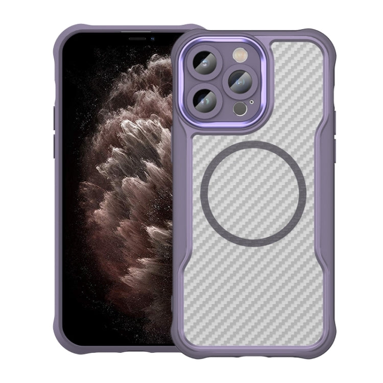 เคสโทรศัพท์โปร่งใสลายคาร์บอนไฟเบอร์ MagSafe สำหรับ iPhone 11 Pro