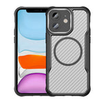 เคสโทรศัพท์โปร่งใสลายคาร์บอนไฟเบอร์ MagSafe สำหรับ iPhone 11 Pro
