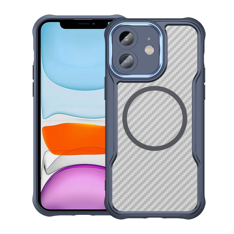 เคสโทรศัพท์โปร่งใสลายคาร์บอนไฟเบอร์ MagSafe สำหรับ iPhone 11 Pro