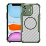 เคสโทรศัพท์โปร่งใสลายคาร์บอนไฟเบอร์ MagSafe สำหรับ iPhone 11 Pro