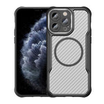 เคสโทรศัพท์โปร่งใสลายคาร์บอนไฟเบอร์ MagSafe สำหรับ iPhone 11 Pro