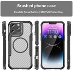เคสโทรศัพท์โปร่งใสลายคาร์บอนไฟเบอร์ MagSafe สำหรับ iPhone 11 Pro