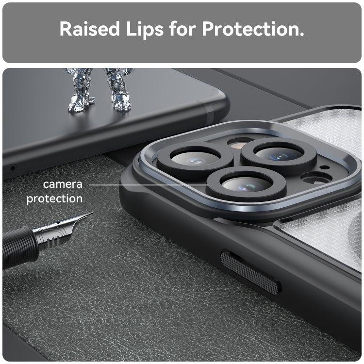 เคสโทรศัพท์โปร่งใสลายคาร์บอนไฟเบอร์ MagSafe สำหรับ iPhone 11 Pro