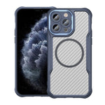 เคสโทรศัพท์โปร่งใสลายคาร์บอนไฟเบอร์ MagSafe สำหรับ iPhone 11 Pro