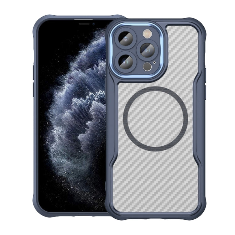 เคสโทรศัพท์โปร่งใสลายคาร์บอนไฟเบอร์ MagSafe สำหรับ iPhone 11 Pro