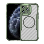 เคสโทรศัพท์โปร่งใสลายคาร์บอนไฟเบอร์ MagSafe สำหรับ iPhone 11 Pro