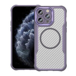 เคสโทรศัพท์โปร่งใสลายคาร์บอนไฟเบอร์ MagSafe สำหรับ iPhone 11 Pro