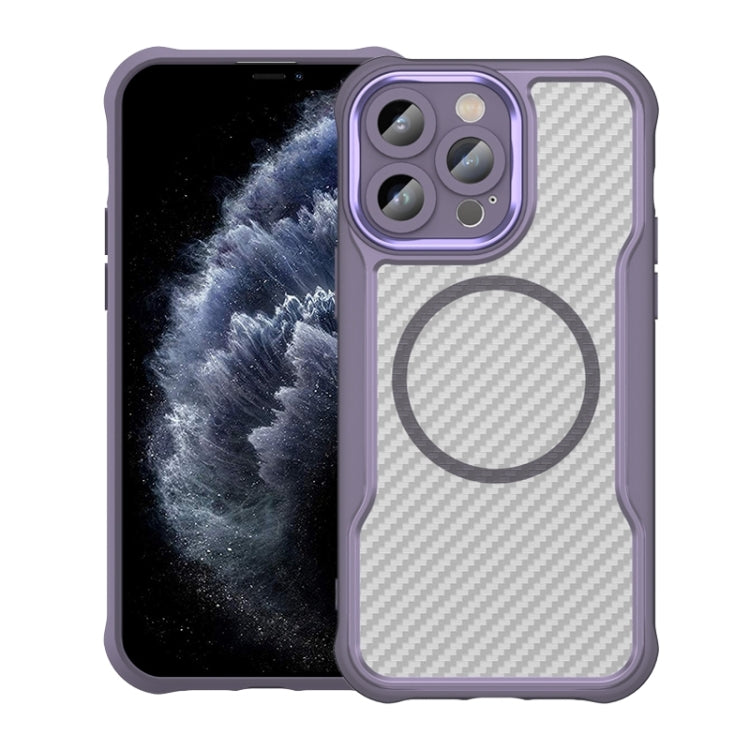 เคสโทรศัพท์โปร่งใสลายคาร์บอนไฟเบอร์ MagSafe สำหรับ iPhone 11 Pro