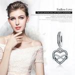 จี้เพชรรูปหัวใจเงินสเตอร์ลิง S925 อุปกรณ์สร้อยข้อมือสร้อยคอ DIY