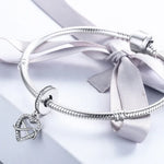 จี้เพชรรูปหัวใจเงินสเตอร์ลิง S925 อุปกรณ์สร้อยข้อมือสร้อยคอ DIY