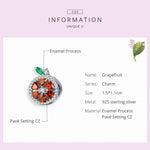 ลูกปัดผลส้มโอแดงเงินสเตอร์ลิง S925 อุปกรณ์สร้อยข้อมือสร้อยคอ DIY