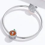 ลูกปัดผลส้มโอแดงเงินสเตอร์ลิง S925 อุปกรณ์สร้อยข้อมือสร้อยคอ DIY