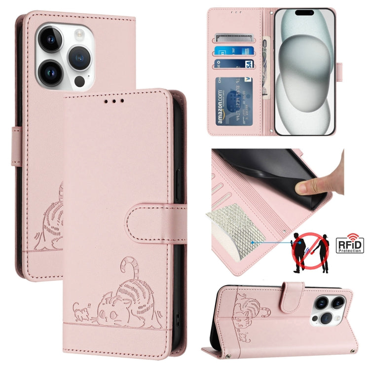 เคสโทรศัพท์หนังปั๊มลายแมวหนูพร้อม RFID และสายคล้อง สำหรับ iPhone 17 Pro Max, สำหรับ iPhone 17 Pro, สำหรับ iPhone 17, สำหรับ iPhone Air, สำหรับ iPhone SE 2024, สำหรับ iPhone 15 Pro Max, สำหรับ iPhone 15 Pro, สำหรับ iPhone 15 Plus