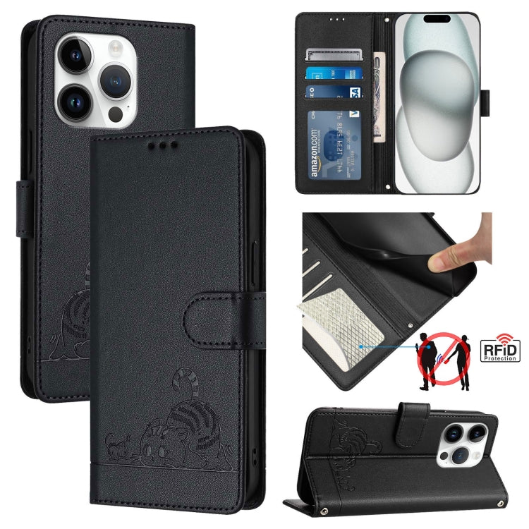 เคสโทรศัพท์หนังปั๊มลายแมวหนูพร้อม RFID และสายคล้อง สำหรับ iPhone 17 Pro Max, สำหรับ iPhone 17 Pro, สำหรับ iPhone 17, สำหรับ iPhone Air, สำหรับ iPhone SE 2024, สำหรับ iPhone 15 Pro Max, สำหรับ iPhone 15 Pro, สำหรับ iPhone 15 Plus