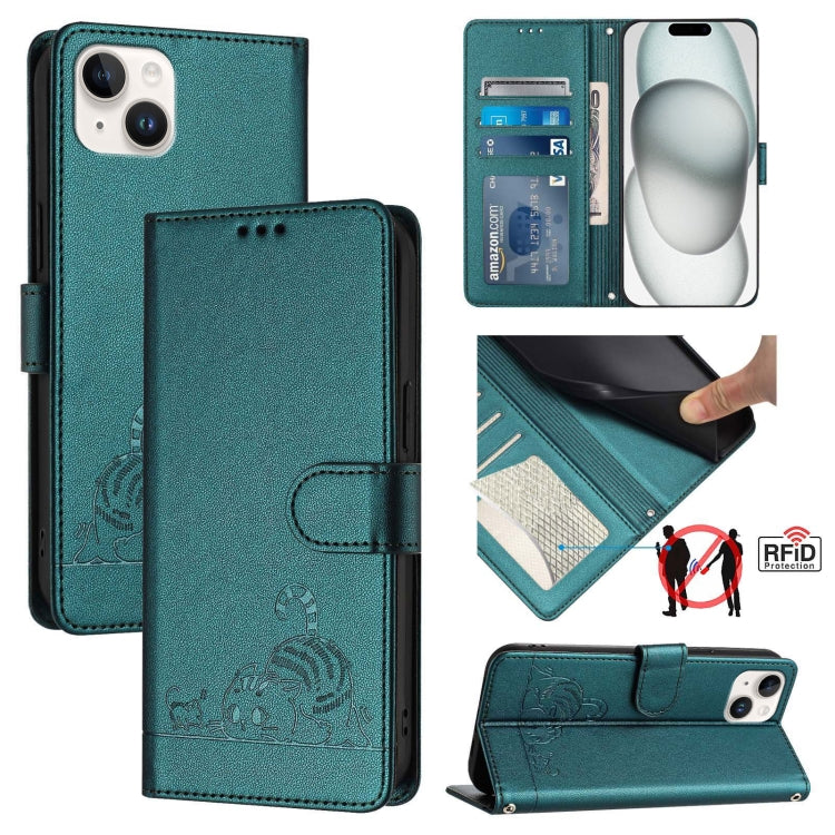 เคสโทรศัพท์หนังปั๊มลายแมวหนูพร้อม RFID และสายคล้อง สำหรับ iPhone 17 Pro Max, สำหรับ iPhone 17 Pro, สำหรับ iPhone 17, สำหรับ iPhone Air, สำหรับ iPhone SE 2024, สำหรับ iPhone 15 Pro Max, สำหรับ iPhone 15 Pro, สำหรับ iPhone 15 Plus