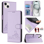 เคสโทรศัพท์หนังปั๊มลายแมวหนูพร้อม RFID และสายคล้อง สำหรับ iPhone 17 Pro Max, สำหรับ iPhone 17 Pro, สำหรับ iPhone 17, สำหรับ iPhone Air, สำหรับ iPhone SE 2024, สำหรับ iPhone 15 Pro Max, สำหรับ iPhone 15 Pro, สำหรับ iPhone 15 Plus