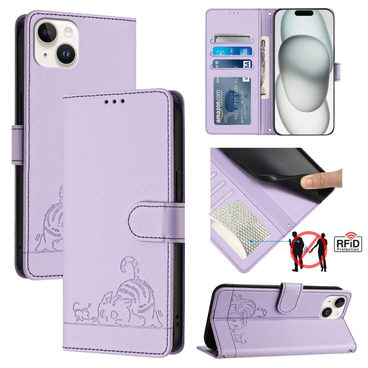 เคสโทรศัพท์หนังปั๊มลายแมวหนูพร้อม RFID และสายคล้อง สำหรับ iPhone 17 Pro Max, สำหรับ iPhone 17 Pro, สำหรับ iPhone 17, สำหรับ iPhone Air, สำหรับ iPhone SE 2024, สำหรับ iPhone 15 Pro Max, สำหรับ iPhone 15 Pro, สำหรับ iPhone 15 Plus