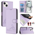 กระเป๋าโทรศัพท์หนังลายปั๊มแมวหนูพร้อม RFID และสายคล้อง สำหรับ iPhone 13 mini, สำหรับ iPhone 12/12 Pro, สำหรับ iPhone 12 Pro Max, สำหรับ iPhone 12 mini, สำหรับ iPhone 11 Pro Max, สำหรับ iPhone 11, สำหรับ iPhone 11 Pro, สำหรับ iPhone XS / X