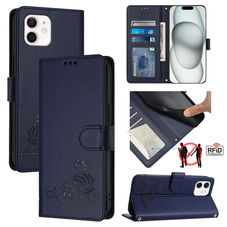 กระเป๋าโทรศัพท์หนังลายปั๊มแมวหนูพร้อม RFID และสายคล้อง สำหรับ iPhone 13 mini, สำหรับ iPhone 12/12 Pro, สำหรับ iPhone 12 Pro Max, สำหรับ iPhone 12 mini, สำหรับ iPhone 11 Pro Max, สำหรับ iPhone 11, สำหรับ iPhone 11 Pro, สำหรับ iPhone XS / X