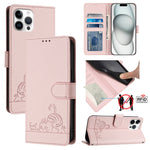 กระเป๋าโทรศัพท์หนังลายปั๊มแมวหนูพร้อม RFID และสายคล้อง สำหรับ iPhone 13 mini, สำหรับ iPhone 12/12 Pro, สำหรับ iPhone 12 Pro Max, สำหรับ iPhone 12 mini, สำหรับ iPhone 11 Pro Max, สำหรับ iPhone 11, สำหรับ iPhone 11 Pro, สำหรับ iPhone XS / X