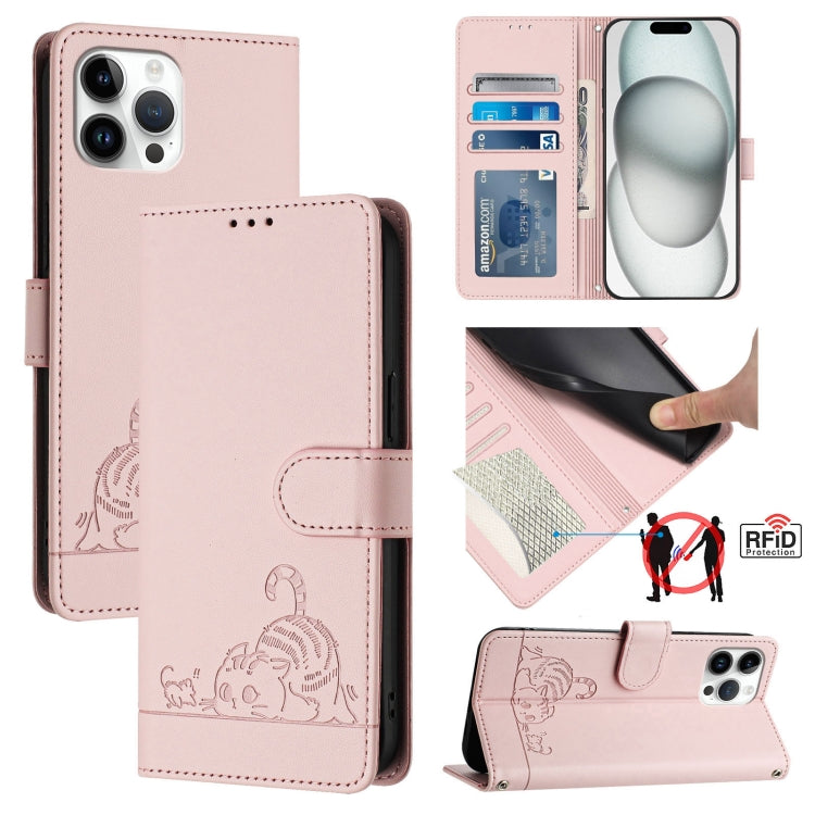 กระเป๋าโทรศัพท์หนังลายปั๊มแมวหนูพร้อม RFID และสายคล้อง สำหรับ iPhone 13 mini, สำหรับ iPhone 12/12 Pro, สำหรับ iPhone 12 Pro Max, สำหรับ iPhone 12 mini, สำหรับ iPhone 11 Pro Max, สำหรับ iPhone 11, สำหรับ iPhone 11 Pro, สำหรับ iPhone XS / X