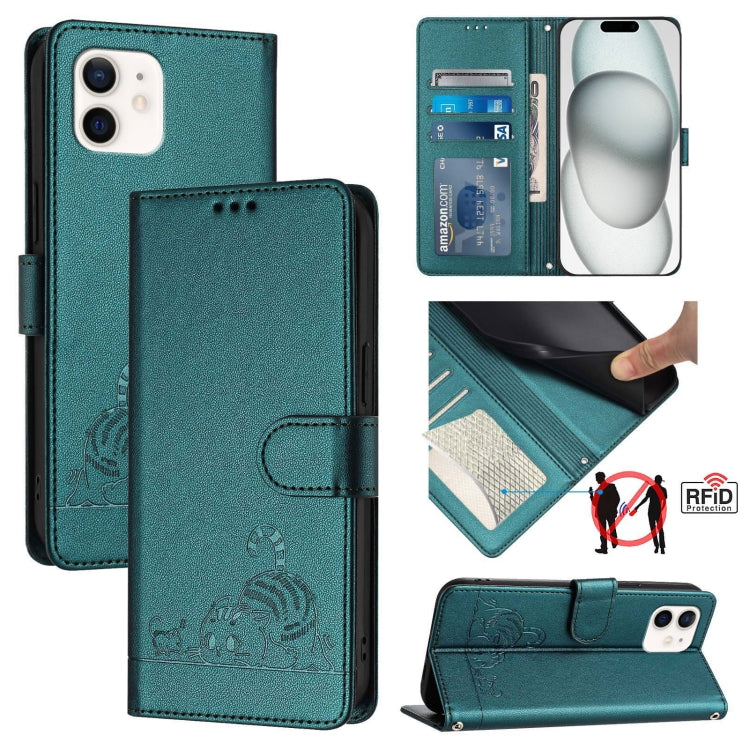 กระเป๋าโทรศัพท์หนังลายปั๊มแมวหนูพร้อม RFID และสายคล้อง สำหรับ iPhone 13 mini, สำหรับ iPhone 12/12 Pro, สำหรับ iPhone 12 Pro Max, สำหรับ iPhone 12 mini, สำหรับ iPhone 11 Pro Max, สำหรับ iPhone 11, สำหรับ iPhone 11 Pro, สำหรับ iPhone XS / X