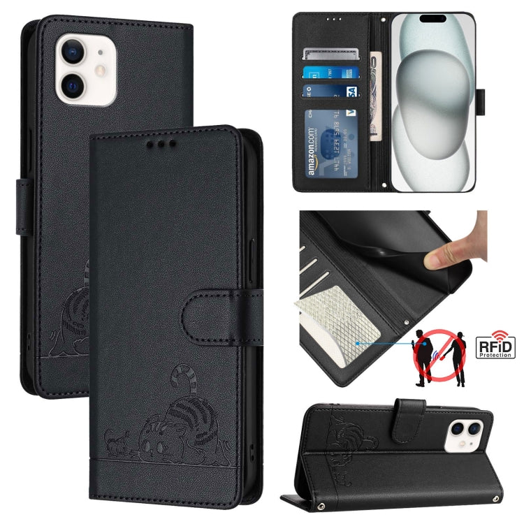 กระเป๋าโทรศัพท์หนังลายปั๊มแมวหนูพร้อม RFID และสายคล้อง สำหรับ iPhone 13 mini, สำหรับ iPhone 12/12 Pro, สำหรับ iPhone 12 Pro Max, สำหรับ iPhone 12 mini, สำหรับ iPhone 11 Pro Max, สำหรับ iPhone 11, สำหรับ iPhone 11 Pro, สำหรับ iPhone XS / X