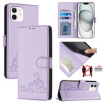 กระเป๋าโทรศัพท์หนังลายปั๊มแมวหนูพร้อม RFID และสายคล้อง สำหรับ iPhone 13 mini, สำหรับ iPhone 12/12 Pro, สำหรับ iPhone 12 Pro Max, สำหรับ iPhone 12 mini, สำหรับ iPhone 11 Pro Max, สำหรับ iPhone 11, สำหรับ iPhone 11 Pro, สำหรับ iPhone XS / X