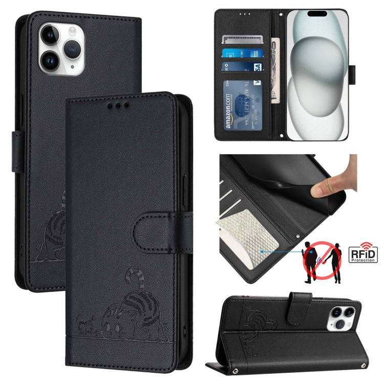 กระเป๋าโทรศัพท์หนังลายปั๊มแมวหนูพร้อม RFID และสายคล้อง สำหรับ iPhone 13 mini, สำหรับ iPhone 12/12 Pro, สำหรับ iPhone 12 Pro Max, สำหรับ iPhone 12 mini, สำหรับ iPhone 11 Pro Max, สำหรับ iPhone 11, สำหรับ iPhone 11 Pro, สำหรับ iPhone XS / X