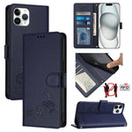 กระเป๋าโทรศัพท์หนังลายปั๊มแมวหนูพร้อม RFID และสายคล้อง สำหรับ iPhone 13 mini, สำหรับ iPhone 12/12 Pro, สำหรับ iPhone 12 Pro Max, สำหรับ iPhone 12 mini, สำหรับ iPhone 11 Pro Max, สำหรับ iPhone 11, สำหรับ iPhone 11 Pro, สำหรับ iPhone XS / X