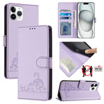 กระเป๋าโทรศัพท์หนังลายปั๊มแมวหนูพร้อม RFID และสายคล้อง สำหรับ iPhone 13 mini, สำหรับ iPhone 12/12 Pro, สำหรับ iPhone 12 Pro Max, สำหรับ iPhone 12 mini, สำหรับ iPhone 11 Pro Max, สำหรับ iPhone 11, สำหรับ iPhone 11 Pro, สำหรับ iPhone XS / X
