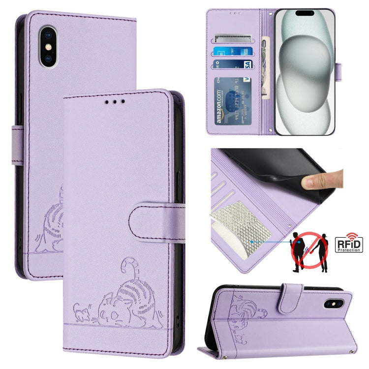 กระเป๋าโทรศัพท์หนังลายปั๊มแมวหนูพร้อม RFID และสายคล้อง สำหรับ iPhone 13 mini, สำหรับ iPhone 12/12 Pro, สำหรับ iPhone 12 Pro Max, สำหรับ iPhone 12 mini, สำหรับ iPhone 11 Pro Max, สำหรับ iPhone 11, สำหรับ iPhone 11 Pro, สำหรับ iPhone XS / X