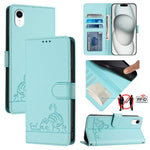 เคสโทรศัพท์หนังลายแมวหนูนูนพร้อมสายคล้อง สำหรับ iPhone XR, iPhone XS Max, iPhone 8 Plus / 7 Plus