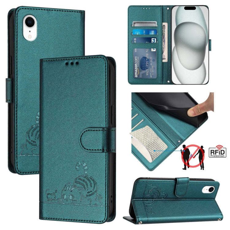 เคสโทรศัพท์หนังลายแมวหนูนูนพร้อมสายคล้อง สำหรับ iPhone XR, iPhone XS Max, iPhone 8 Plus / 7 Plus
