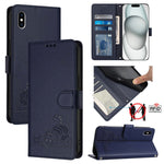 เคสโทรศัพท์หนังลายแมวหนูนูนพร้อมสายคล้อง สำหรับ iPhone XR, iPhone XS Max, iPhone 8 Plus / 7 Plus
