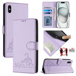 เคสโทรศัพท์หนังลายแมวหนูนูนพร้อมสายคล้อง สำหรับ iPhone XR, iPhone XS Max, iPhone 8 Plus / 7 Plus