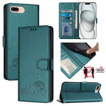 เคสโทรศัพท์หนังลายแมวหนูนูนพร้อมสายคล้อง สำหรับ iPhone XR, iPhone XS Max, iPhone 8 Plus / 7 Plus