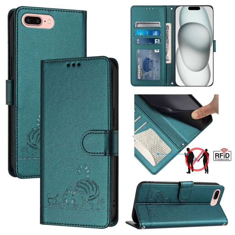 เคสโทรศัพท์หนังลายแมวหนูนูนพร้อมสายคล้อง สำหรับ iPhone XR, iPhone XS Max, iPhone 8 Plus / 7 Plus