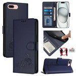 เคสโทรศัพท์หนังลายแมวหนูนูนพร้อมสายคล้อง สำหรับ iPhone XR, iPhone XS Max, iPhone 8 Plus / 7 Plus