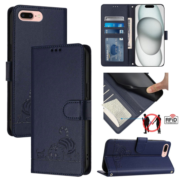 เคสโทรศัพท์หนังลายแมวหนูนูนพร้อมสายคล้อง สำหรับ iPhone XR, iPhone XS Max, iPhone 8 Plus / 7 Plus