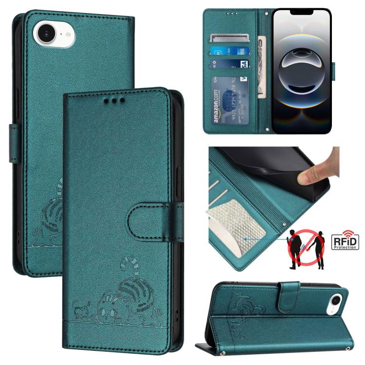 เคสโทรศัพท์หนังปั๊มลายแมวหนูพร้อม RFID และสายคล้อง สำหรับ iPhone 17 Pro Max, สำหรับ iPhone 17 Pro, สำหรับ iPhone 17, สำหรับ iPhone Air, สำหรับ iPhone SE 2024, สำหรับ iPhone 15 Pro Max, สำหรับ iPhone 15 Pro, สำหรับ iPhone 15 Plus