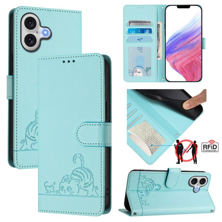 เคสโทรศัพท์หนังปั๊มลายแมวหนูพร้อม RFID และสายคล้อง สำหรับ iPhone 17 Pro Max, สำหรับ iPhone 17 Pro, สำหรับ iPhone 17, สำหรับ iPhone Air, สำหรับ iPhone SE 2024, สำหรับ iPhone 15 Pro Max, สำหรับ iPhone 15 Pro, สำหรับ iPhone 15 Plus