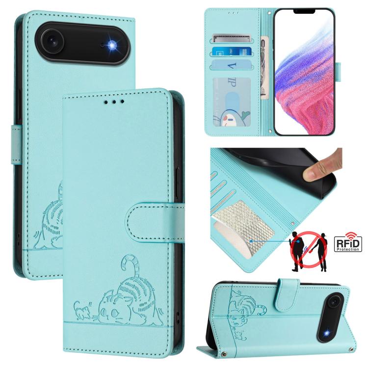 เคสโทรศัพท์หนังปั๊มลายแมวหนูพร้อม RFID และสายคล้อง สำหรับ iPhone 17 Pro Max, สำหรับ iPhone 17 Pro, สำหรับ iPhone 17, สำหรับ iPhone Air, สำหรับ iPhone SE 2024, สำหรับ iPhone 15 Pro Max, สำหรับ iPhone 15 Pro, สำหรับ iPhone 15 Plus