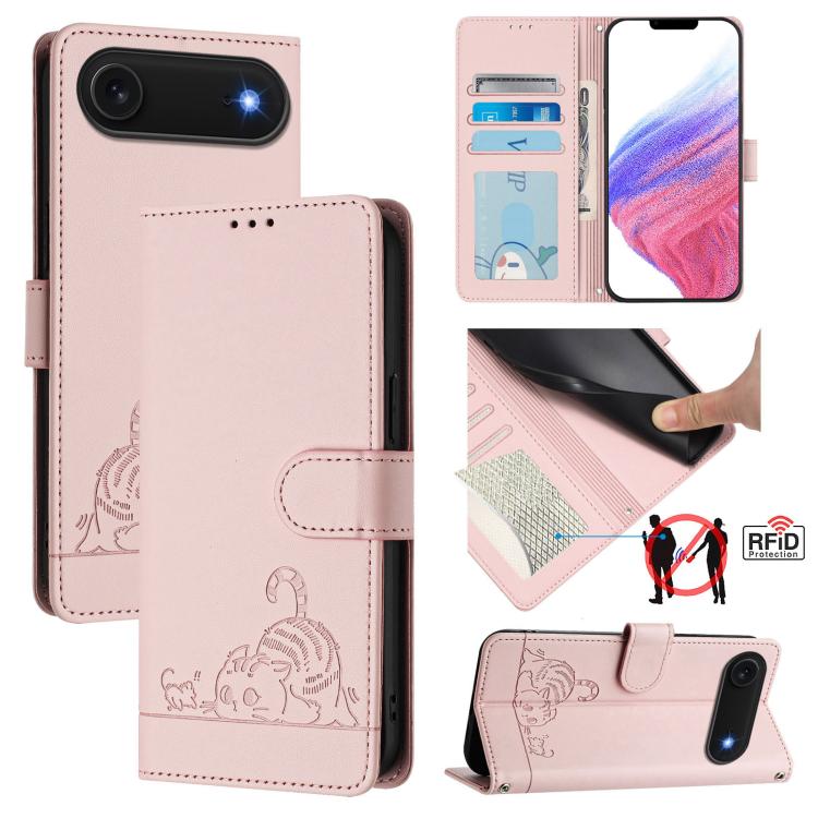 เคสโทรศัพท์หนังปั๊มลายแมวหนูพร้อม RFID และสายคล้อง สำหรับ iPhone 17 Pro Max, สำหรับ iPhone 17 Pro, สำหรับ iPhone 17, สำหรับ iPhone Air, สำหรับ iPhone SE 2024, สำหรับ iPhone 15 Pro Max, สำหรับ iPhone 15 Pro, สำหรับ iPhone 15 Plus