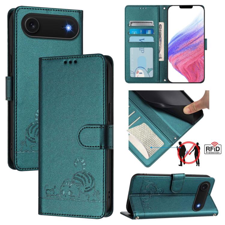 เคสโทรศัพท์หนังปั๊มลายแมวหนูพร้อม RFID และสายคล้อง สำหรับ iPhone 17 Pro Max, สำหรับ iPhone 17 Pro, สำหรับ iPhone 17, สำหรับ iPhone Air, สำหรับ iPhone SE 2024, สำหรับ iPhone 15 Pro Max, สำหรับ iPhone 15 Pro, สำหรับ iPhone 15 Plus