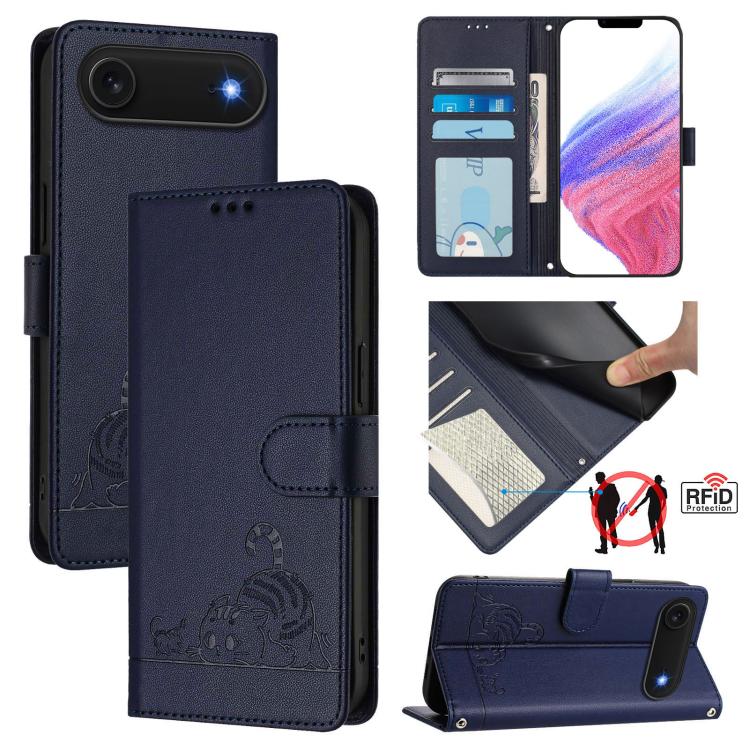 เคสโทรศัพท์หนังปั๊มลายแมวหนูพร้อม RFID และสายคล้อง สำหรับ iPhone 17 Pro Max, สำหรับ iPhone 17 Pro, สำหรับ iPhone 17, สำหรับ iPhone Air, สำหรับ iPhone SE 2024, สำหรับ iPhone 15 Pro Max, สำหรับ iPhone 15 Pro, สำหรับ iPhone 15 Plus