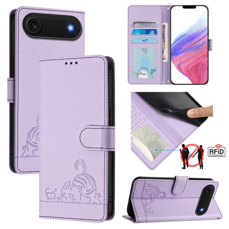 เคสโทรศัพท์หนังปั๊มลายแมวหนูพร้อม RFID และสายคล้อง สำหรับ iPhone 17 Pro Max, สำหรับ iPhone 17 Pro, สำหรับ iPhone 17, สำหรับ iPhone Air, สำหรับ iPhone SE 2024, สำหรับ iPhone 15 Pro Max, สำหรับ iPhone 15 Pro, สำหรับ iPhone 15 Plus