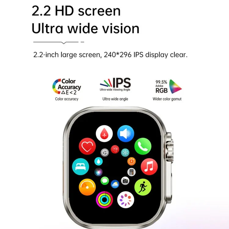นาฬิกาอัจฉริยะ WS12 ULTRA 2 หน้าจอ 2.2 นิ้ว สำหรับกีฬา รองรับรหัสชำระเงิน / บลูทูธโทร / การนอน / ปริมาณออกซิเจนในเลือด / อัตราการเต้นของหัวใจ / ความดันโลหิต