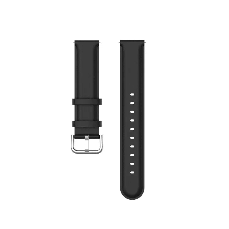 22mm Leather Strap with Round Tail Buckle, For Ticwatch Pro 2020, For Huawei Watch GT2E, For Samsung Galaxy Watch 3 45mm