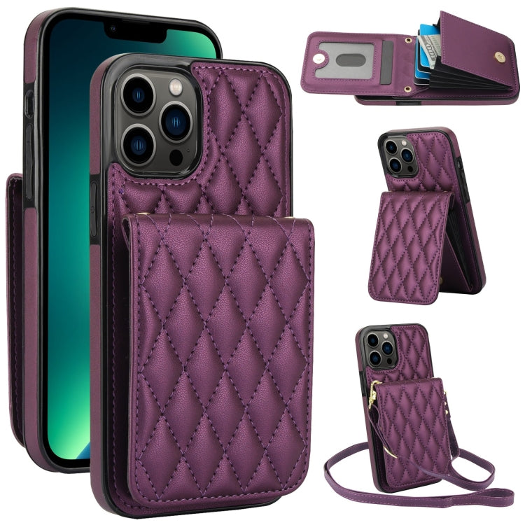 YM015 Crossbody Rhombic Card Bag RFID Phone Case, For iPhone 14 Pro Max, For iPhone 13 Pro Max, For iPhone 13 Pro, For iPhone 13, For iPhone 12 / 12 Pro, For iPhone 12 Pro Max, For iPhone 11 Pro Max, For iPhone 11